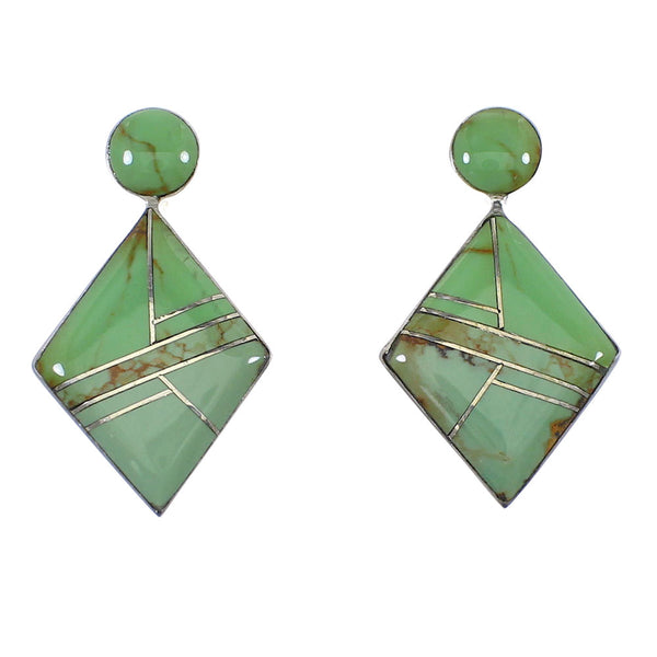 Authentic Sterling Silver Turquoise Inlay Post Earrings RX56070